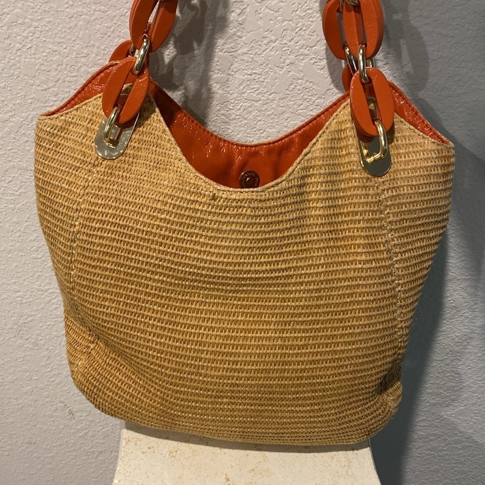 Michael Kors Lillie Woven Shoulder Bag - Orange Tan - Picture 4 of 10